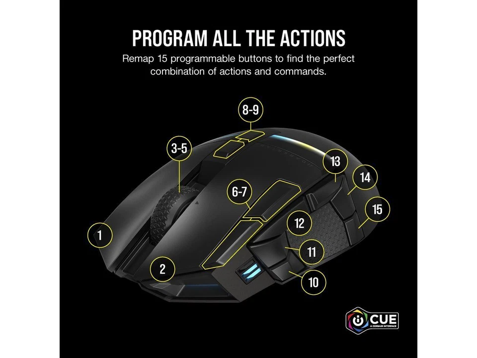 Corsair DARKSTAR RGB Wireless Gaming Mouse for MMO, MOBA - 26,000 DPI - 15 Progr - Image 4 of 4