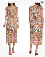 Johnny Was Dress Womens Large Pink Floral Wild Garden Stretch Boho Excell Cond.