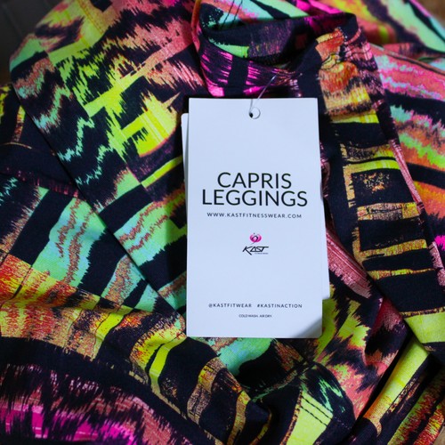 Leggings da allenamento donna KAST Fitness stampa animalier arcobaleno azteco colorati taglia S - Foto 7 di 8