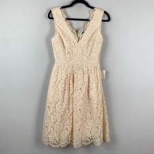 Lulus Lace Crochet Skater Dress Lace Sleeveless Dress Size Small Ivory Cream