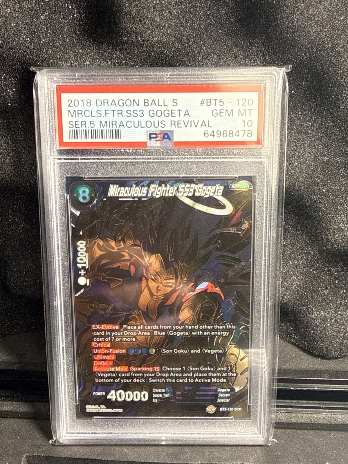 2018 Dragon Ball Super Miraculous Fighter SS3 Gogeta SCR BT5-120 PSA 10 GEM MINT