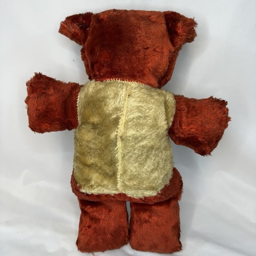 Antiguo oso de peluche cabeza de paja roja de felpa con ojos googly juguete de peluche temprano cosido a mano - Imagen 6 de 11