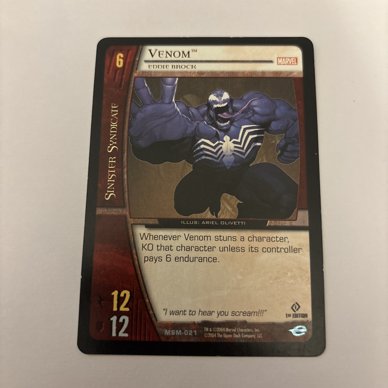 2004 Upper Deck Marvel VS System 1st Edition Card MSM-021 Venom