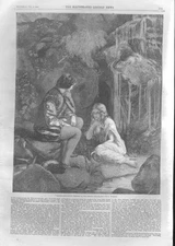 Original Old Antique Print Romance In Wood 1859 Fine Art A 19th