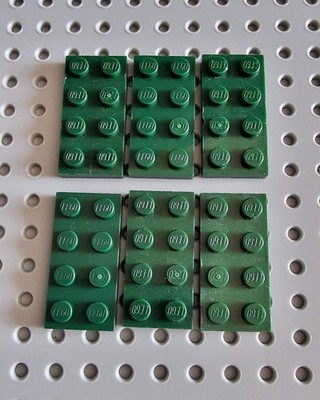 LEGO Platte Bauplatte Basisplatte 2x4 Dunkelgrün 6 Stück Green Plate 3020 R2