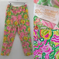 Vintage Key West Fashions 60s Colorful Comfort Waist Pants XL Lilly Pulitzer