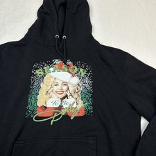 Dollywood Sweatshirt Womens Large Hooded Chirstmas Dolly Parton Jolly Santa