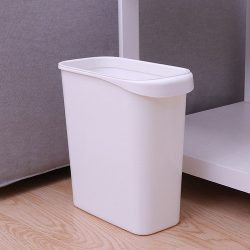 White Garbage Can Bathroom Wastebasket with Lid Decorative Trash - Picture 6 of 11
