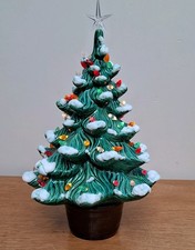 15" Vintage Retro 70er Atlantik Form Keramik Schnee Weihnachten Weihnachtsbaum Lampe Licht