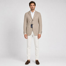 Men Boggi Milano Blazer Linen  Cotton Herringbone Formal Unlined Size US38