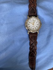 Great Land Analog Watch Silver SilverTone Leather Band Date Water Resistant