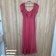 Torrid Embroidered Maxi Dress 1X Pink Eyelet Button Front Cottage Boho Romantic