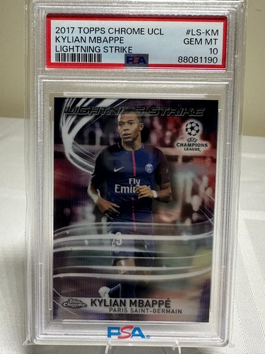 Kylian Mbappe #LS-KM — 2017 Topps Chrome UEFA Champions League Lightning Strike soccer card