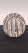 Stunning Art Glass Paperweight Striped Design Un Signed Clear Base Rf250#5