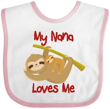 Inktastic My Nana Loves Me Sloth Baby Bib Grandmother Cute Gift Clothing Infant