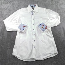 Claudio Lugli Shirt Mens Medium White Guitar Music Festival Smart Tailored Top