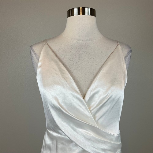 Aidan Mattox Women's Formal Dress Size 12 White Satin Sleeveless Evening Gown - Picture 7 of 12