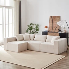 104" Corduroy L-Shaped Modular Sectional Sofa Set w/ 4 PC Free Combination