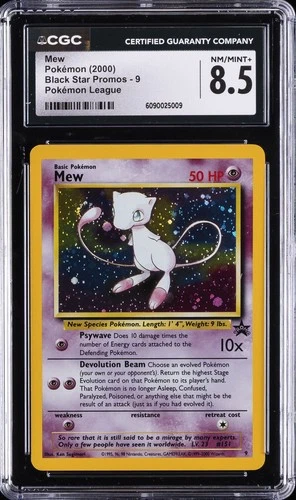 2000 POKEMON PROMO BLACK STAR POKEMON LEAGUE #9 MEW-HOLO CGC 8.5