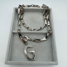 Authentic Vintage GUCCI G Logo Chain Belt Silver Tone Size 75 Italy Statement