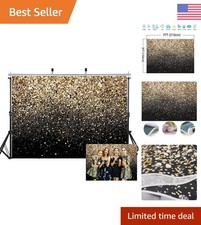 Elegant Black and Gold Vinyl Photography Backdrop for Memorable Events - 7x5FT