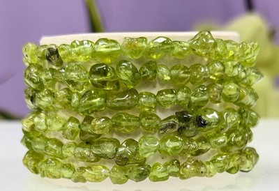 Wholesale 6 Pcs Natural Peridot Tumble Crystal Bracelet 7.5 