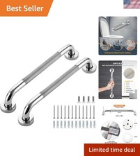 Wall-Mounted Bathroom Grab Bars - 16 Inch, Polished Nickel, 500 lb Capacity