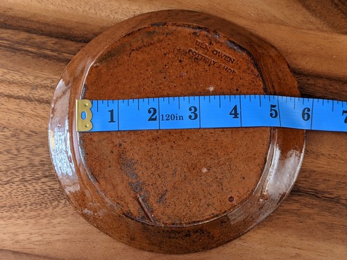 Ben Owen Pottery Shop Glazed Redware? Brown Clay Crimped Folk Art Plate Dish - Picture 20 of 22