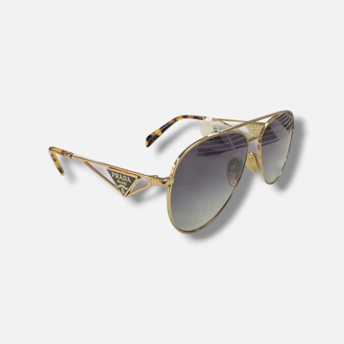 Prada SPR 51M Aviator Sunglasses Silver Yellow Grey Gradient Lens 57-14-135 PRADA Pilot Gray Sunglasses for Women for sale | eBay main image 3