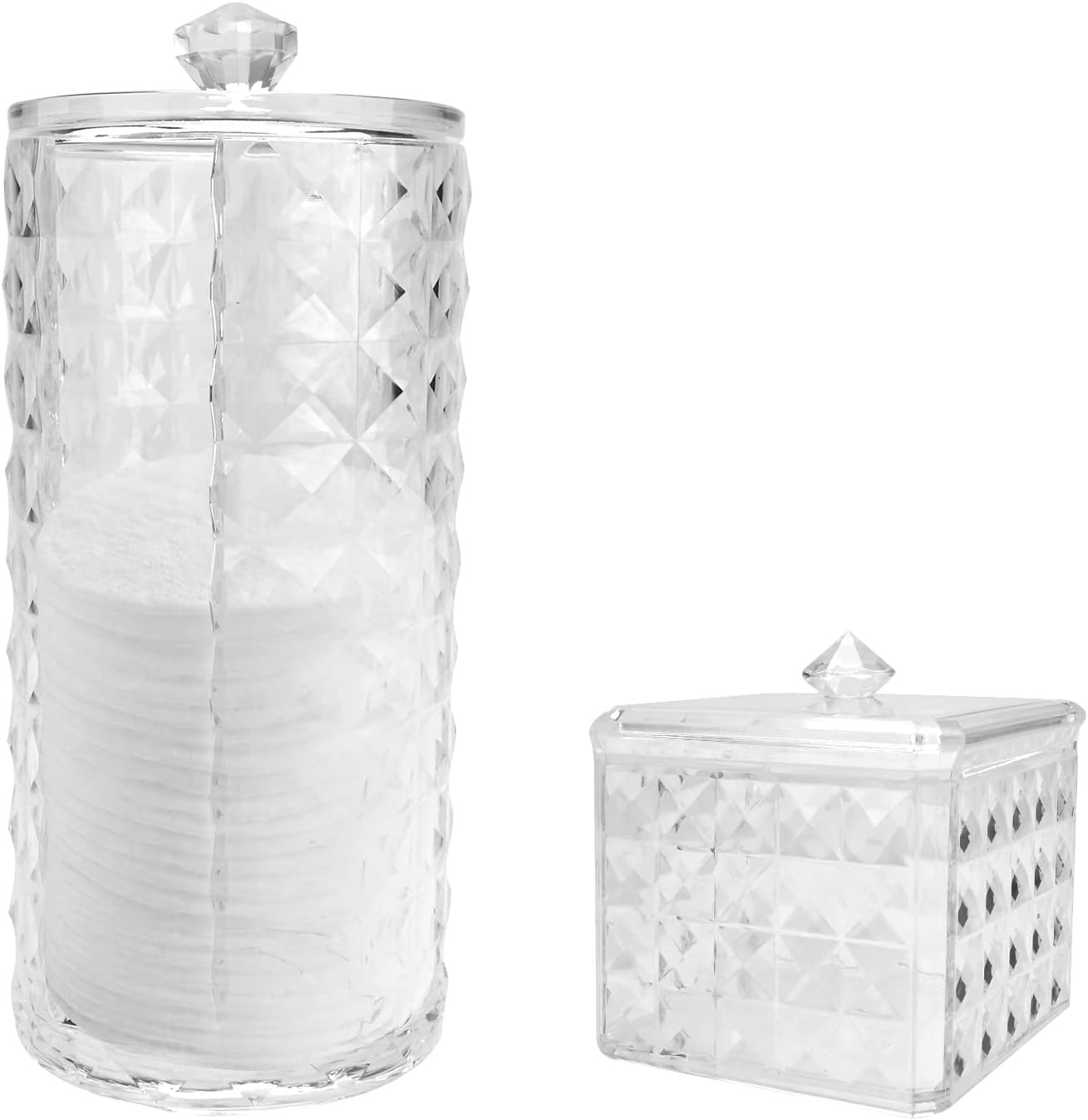 2 Scatole Porta Cotton Fioc in Acrilico Trasparente - Organizer Bagno