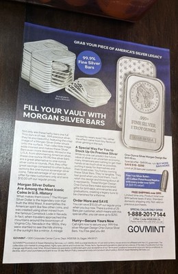 Gov  Mint SILVER Bars  Magazine Ad #6511