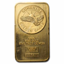 5 oz Gold Bar - Sunshine Minting/Mining (Golden Eagle) 4503.02 per troy oz