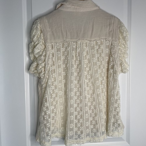 POL - Anthropology - Gaze Laced Button Down Woman’s Shirt Beige - S - Bild 13 von 13