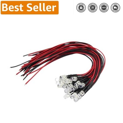 High Quality 20pc 5mm Warm White Pre-Wired LEDs for Trains & Miniature Models