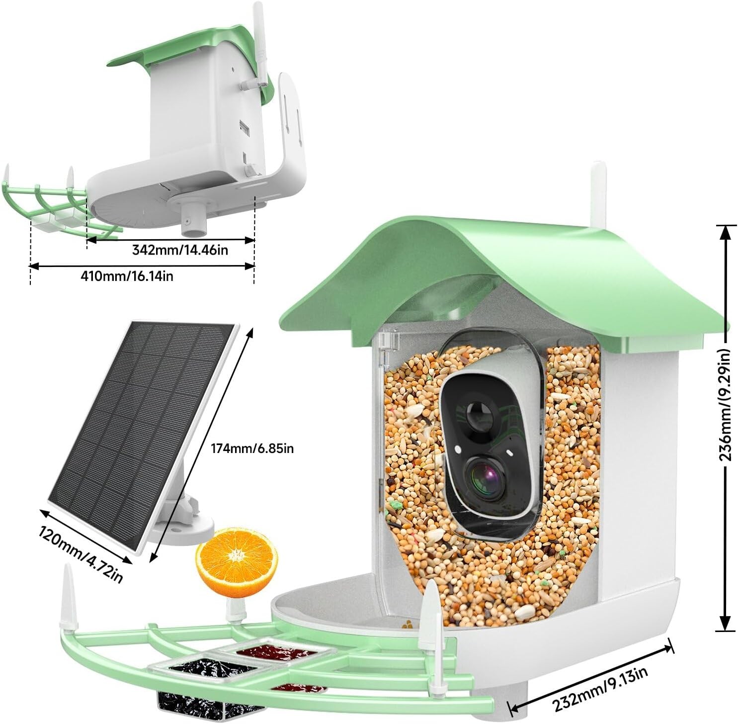 Smart Bird Feeder with Camera Solar Powered,Ai Identify Species,2K HD Video Auto
