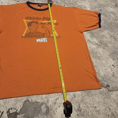 Vintage Wheaties Breakfast of Champions Chicks Dig The Pipes TNT Ringer Shirt XL - Picture 7 of 7