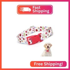 Large Dog Collar Girl, Pretty Flower Pattern Design Quick Release Buckle Soft Ny