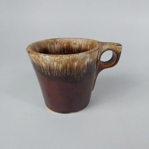 Hull Coffee Mug Vintage Brown Drip Cup Pottery Oven Proof Glaze USA