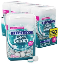 Mentos Clean Breath Hard Mints, Intense Wintergreen, 150 Count (Pack of 4) 