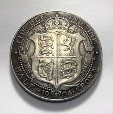 EDWARD VII. 1904 HALF CROWN. KEY DATE. VERY NICE