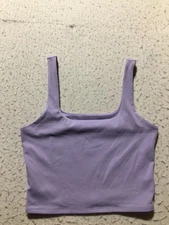 Colorfulkoala Active Crop Top Womens M Medium Purple Square Neck Stretch