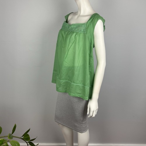 Piper Plus Size 24 Singlet Cami Top Blouse Square Neck Green Light Weight Cotton - Picture 8 of 12