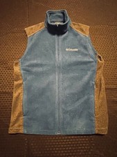 Columbia Sportswear Men  s Full Zip Fleece Vest Hiking Walking Medium Blue Brown