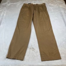 Polo Ralph Lauren Mens Pleated Chino Pants Tan Khaki Cotton Twill 35x32 34x30 