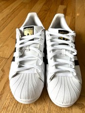 Adidas Superstar C77153 Mujer’s EE. UU. 11 Blanco Negro Puntera Concha Tenis Cuero