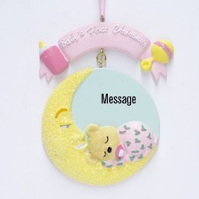 Baby Moon Pink Personalized Christmas Tree Ornament