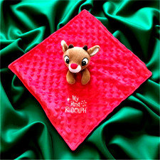 My First Rudolph Red Nosed Reindeer Lovey Rattle Security Blanket