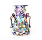 Fratelli Toso Murano Antique Millefiori Flowers Italian Art Glass Mosaic Vase