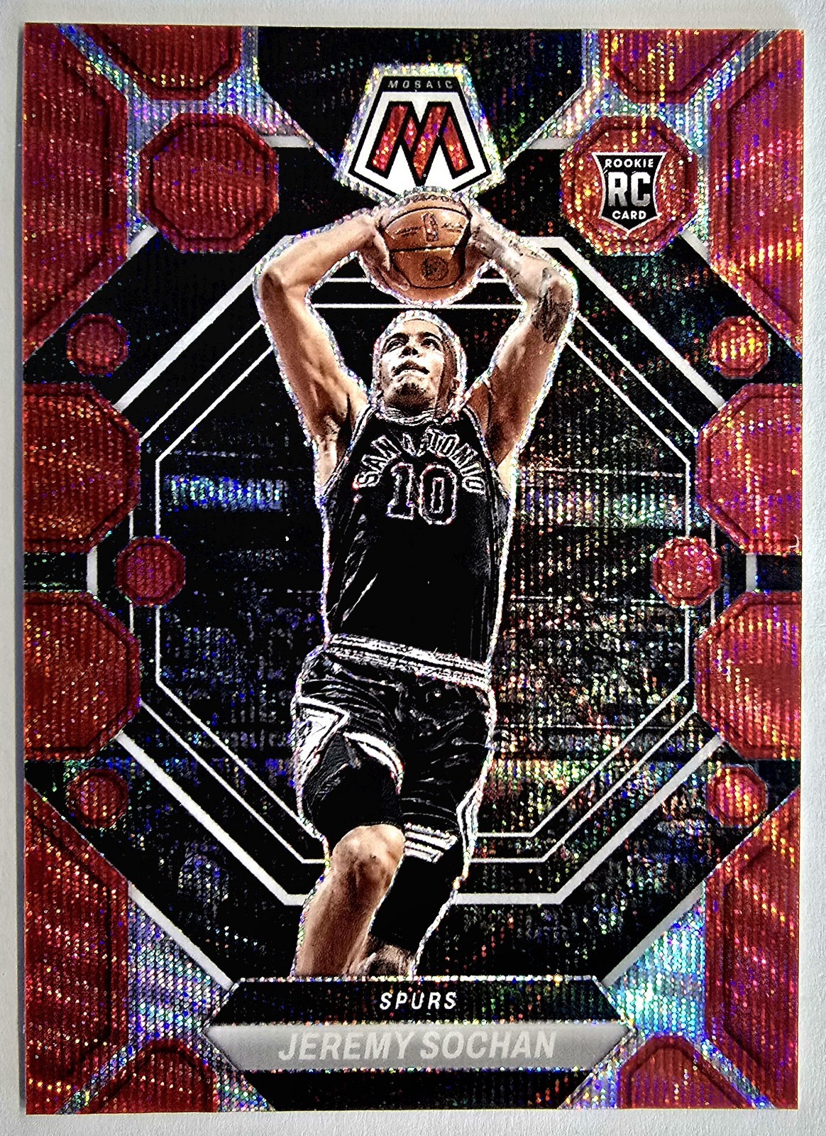 2022-23 Jeremy Sochan Panini Mosaic Red Wave Tmall Rookie RC Spurs 🔴🌊✨️