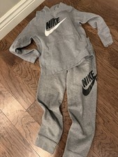 Nike Boys Gray Fleece Hoodie  Sweatpants Set Size L 12-13 Years 152-158cm